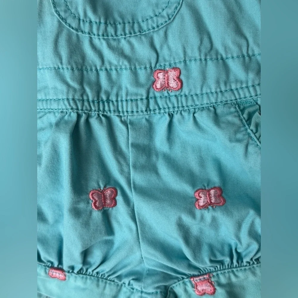 Vintage Oshkosh B’Gosh embroidered overalls baby girl butterflies bubble romper